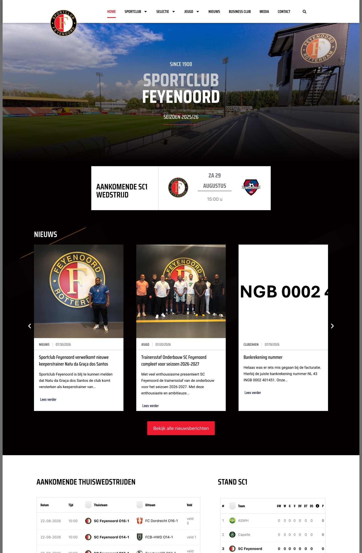 SC Feyenoord-website op de iPad