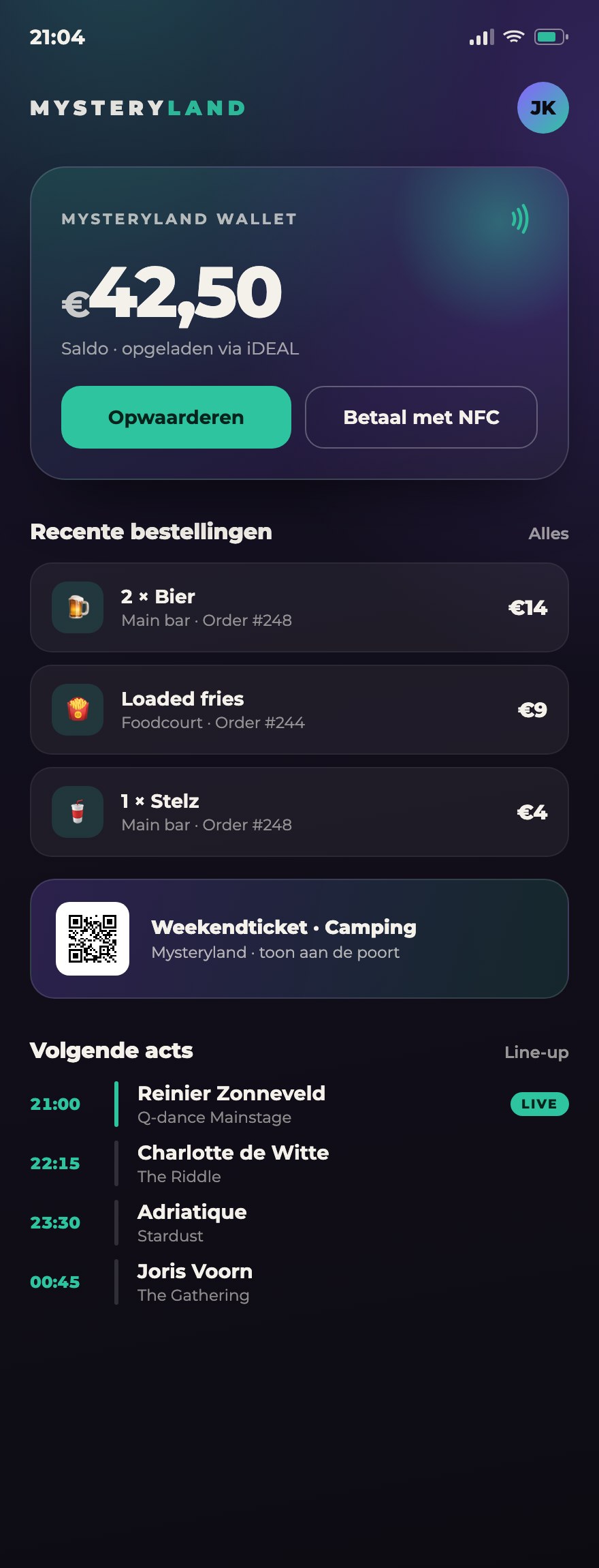 Mysteryland Wallet-app op de iPhone